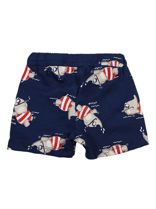 Boys White & Blue Printed T-Shirt with Short Pants image number 3